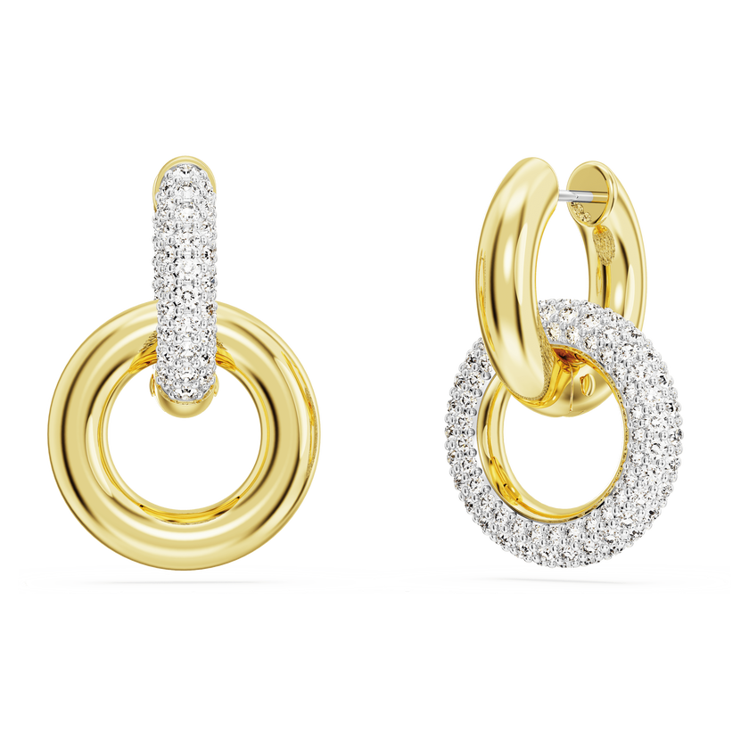 swarovski dextera hoop earrings  interlocking loop  white  gold tone plated