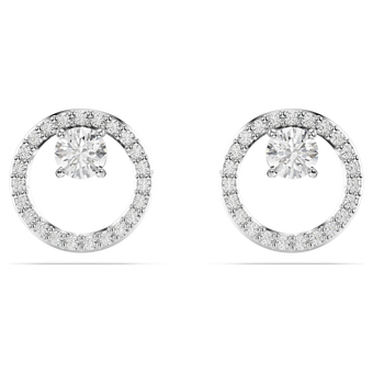 swarovski constella stud earrings round cut white rhodium plated