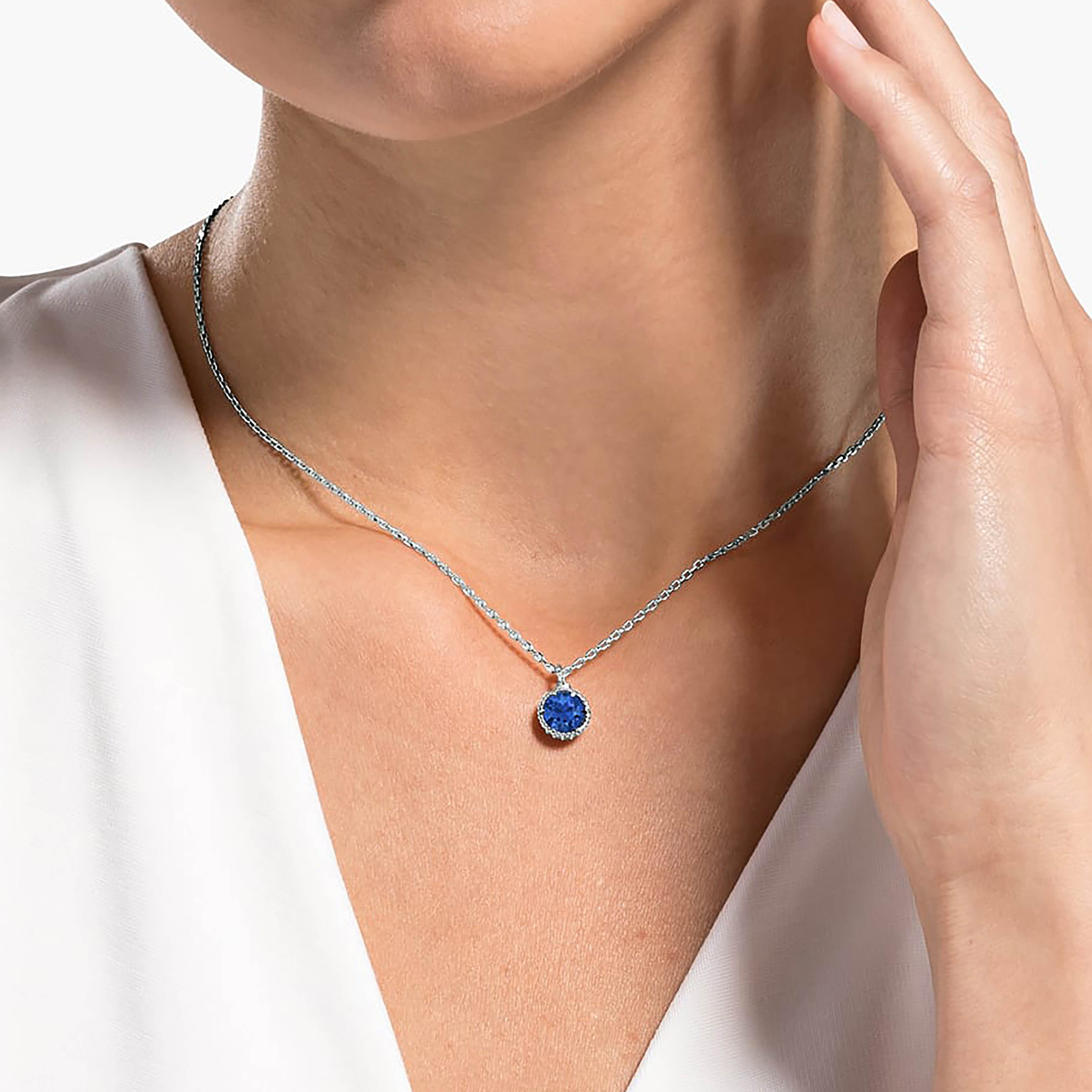 Buy Swarovski Birthstone Pendant September Blue Rhodium plated