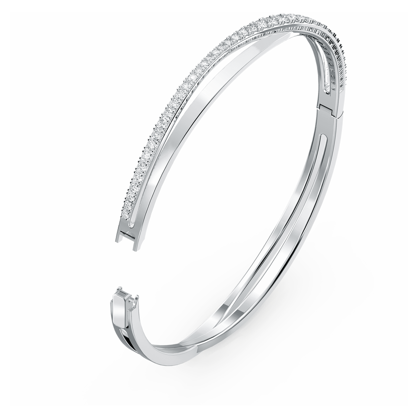 swarovski hyperbola bangle  white  rhodium plated