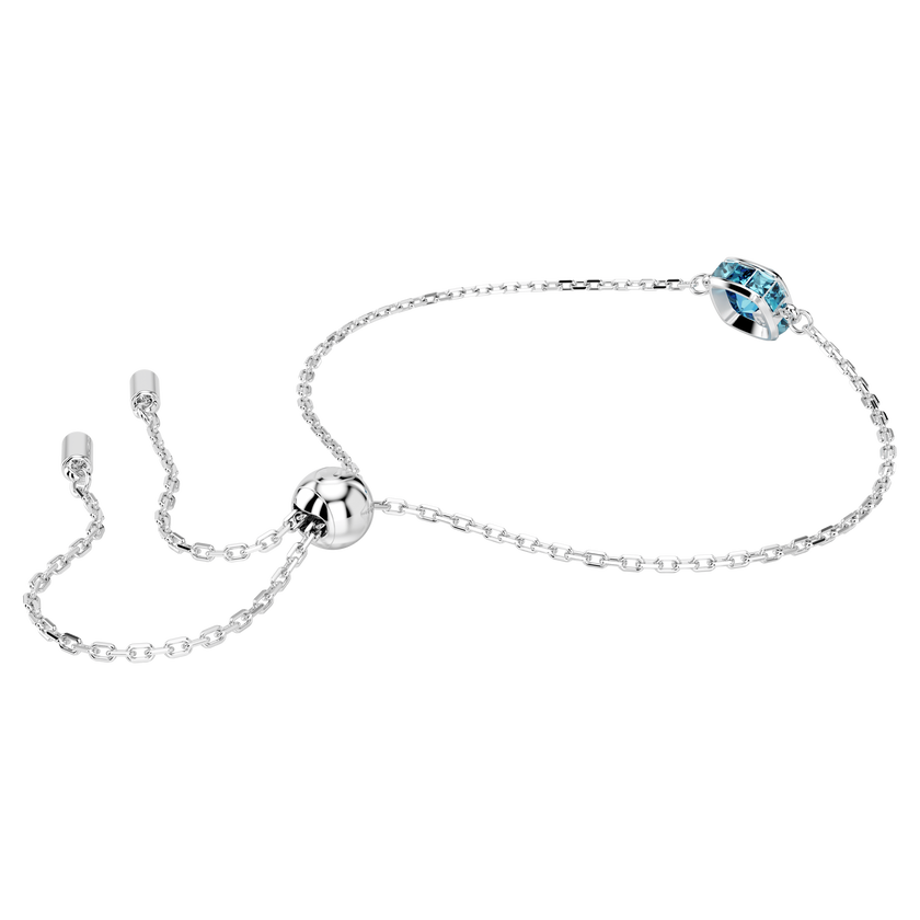 swarovski birthstone bracelet  square cut  december  blue  rhodium plated