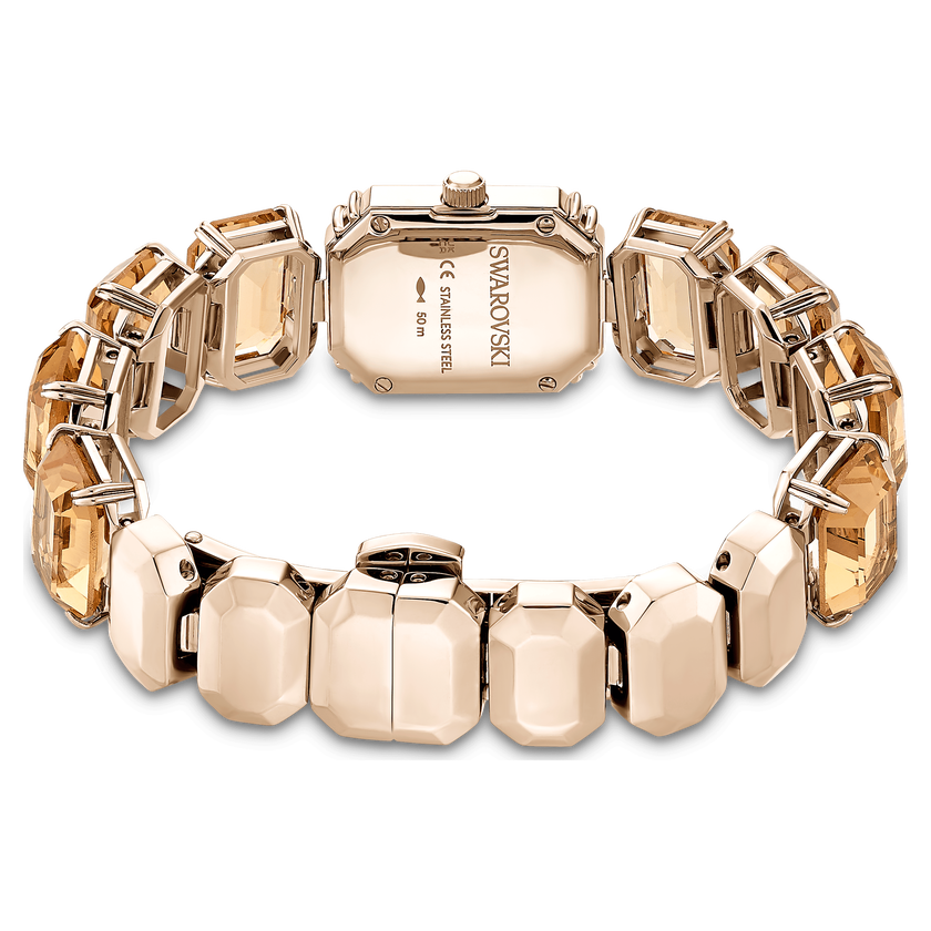 swarovski watch  octagon cut bracelet  brown  champagne gold tone finish