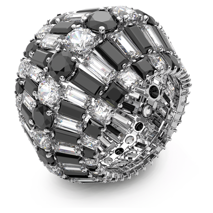 hyperbola ring  swarovski zirconia  black  rhodium plated