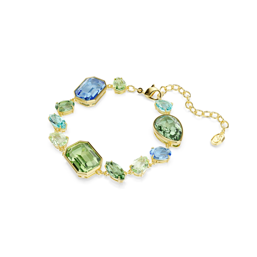 swarovski gema bracelet  mixed cuts  multicolored  gold tone plated