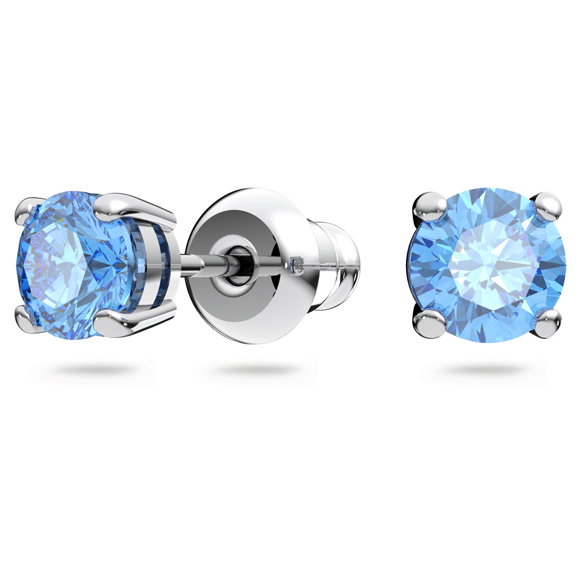 swarovski una set  round cut  blue  rhodium plated