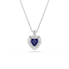 swarovski one pendant  heart cut  pav   heart  blue  rhodium plated