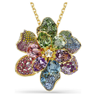 swarovski idyllia pendant and brooch mixed cuts pav flower multicolored mixed metal finish