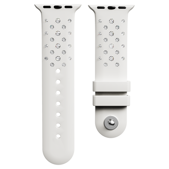 swarovski watch strap  silicone with stitching  gray  stainless steel
