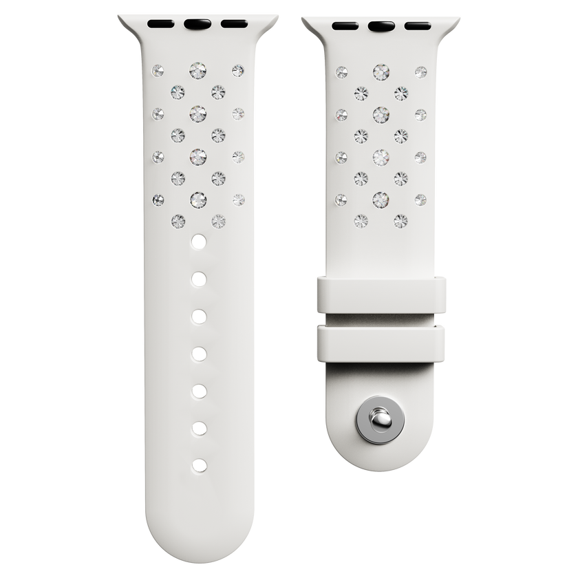 swarovski watch strap  silicone with stitching  gray  stainless steel