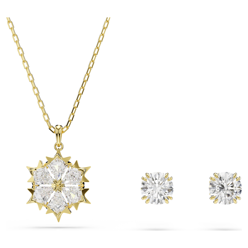 swarovski magic set  set  2   mixed cuts  snowflake  white  18k gold finish