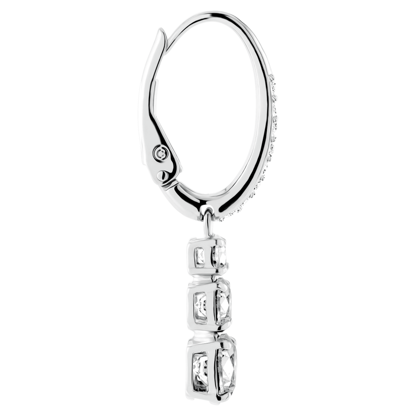 swarovski stilla attract hoop earrings  round cut  white  rhodium plated