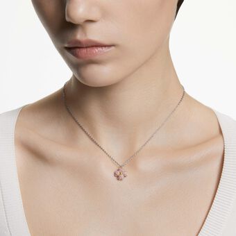swarovski latisha pendant  flower  pink  mixed metal finish