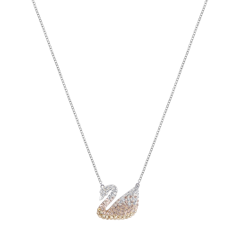 Iconic Swan Pendant, Multi-Coloured, Rhodium Plated