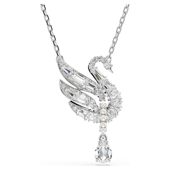 swarovski swan vienna pendant  swan  white  rhodium plated