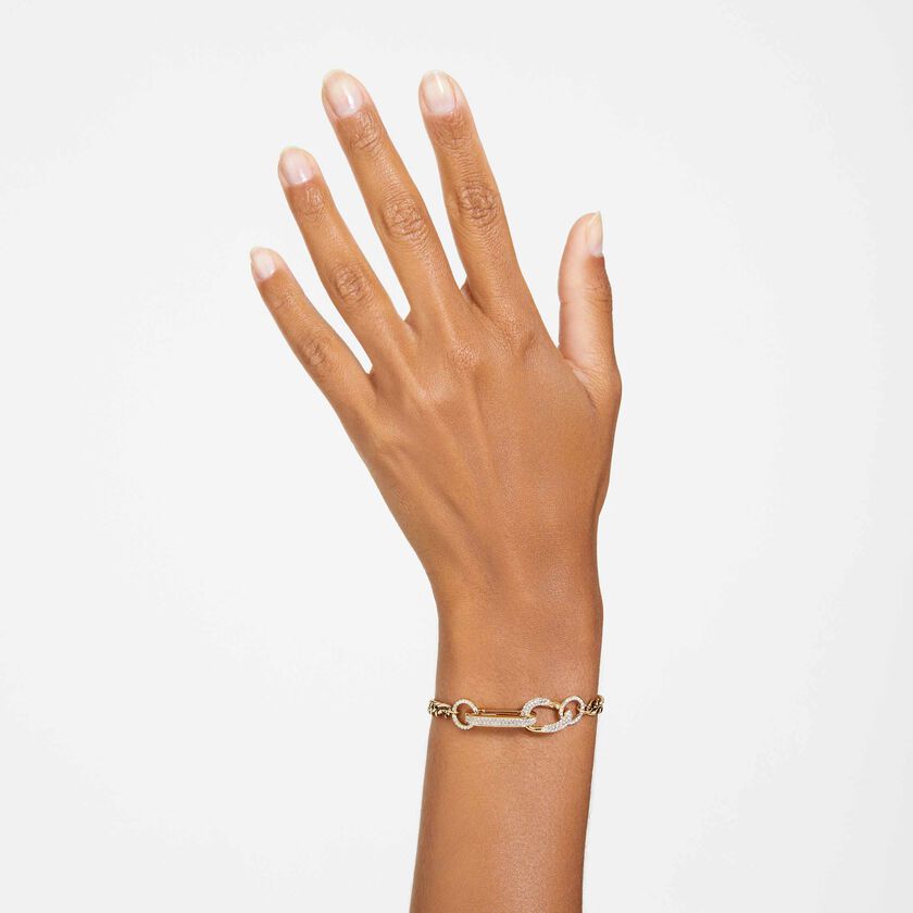 swarovski dextera bracelet  pav   mixed links  white  gold tone plated