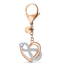 Infinite Bag charm, White, Rose-gold tone plated