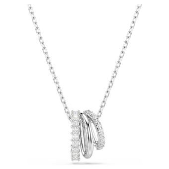 swarovski hyperbola pendant  round cut  white  rhodium plated