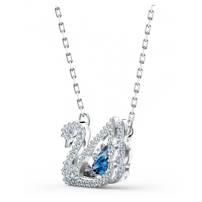 swarovski dancing swan necklace  swan  blue  rhodium plated