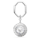 Key ring, Round cut, White, Rhodium plated