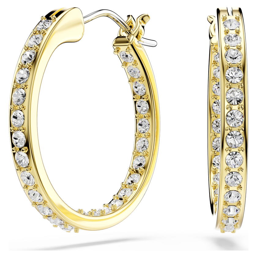 swarovski sommerset hoop earrings  small  white  gold tone plated