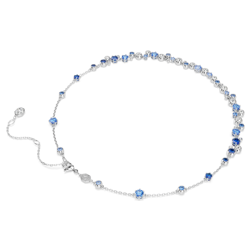 swarovski constella necklace  mixed cuts  blue  rhodium plated