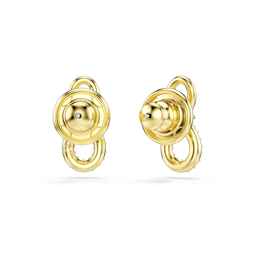 swarovski hyperbola stud earrings  round cut  pav   infinity  white  rhodium plated