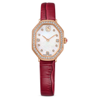 swarovski dextera octagon watch  swiss made  leather strap  red  rose gold tone finish