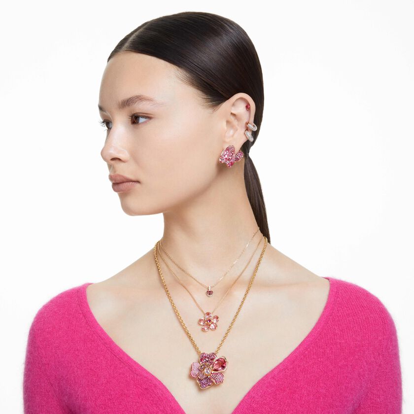 swarovski chroma pendant  heart  red  18k gold finish