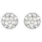 Euphoria stud earrings, Round shape, White, Rhodium plated