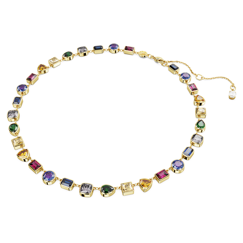 swarovski imber tennis necklace  mixed cuts  multicolored  gold tone plated
