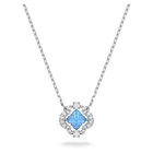 Swarovski Sparkling Dance necklace, Clover, Blue, Rhodium plated