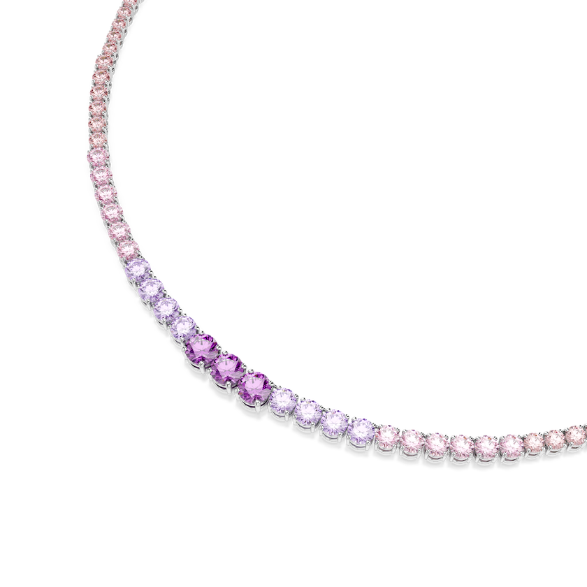 swarovski matrix tennis necklace  gradient of round cuts  multicolored  rhodium plated