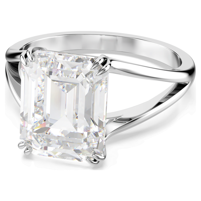 swarovski stilla cocktail ring  octagon cut  white  rhodium plated
