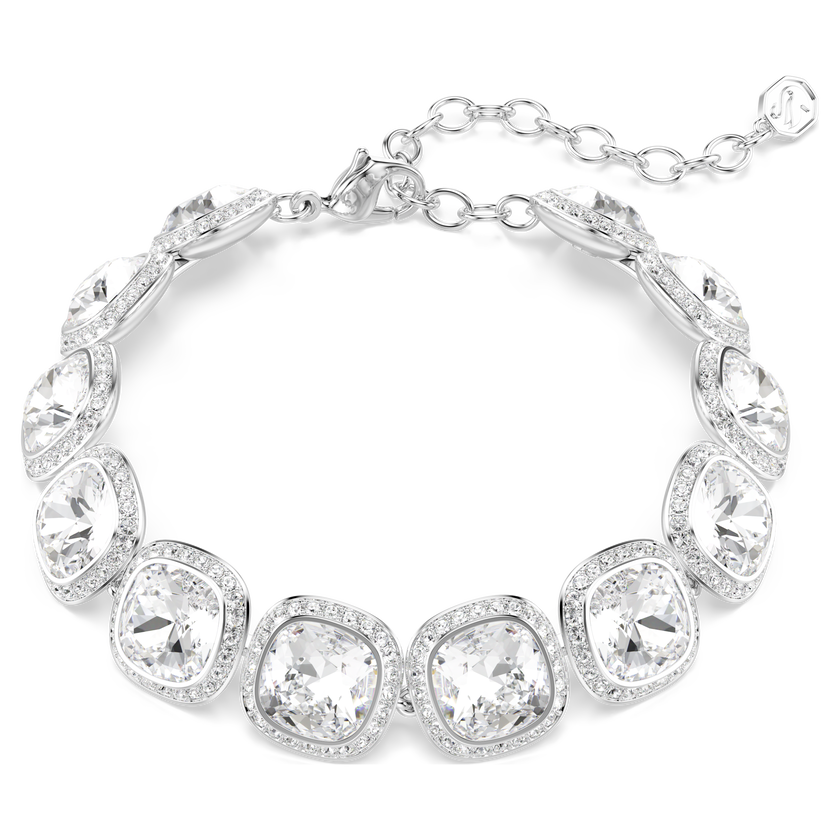 swarovski una angelic bracelet  cushion cut  white  rhodium plated