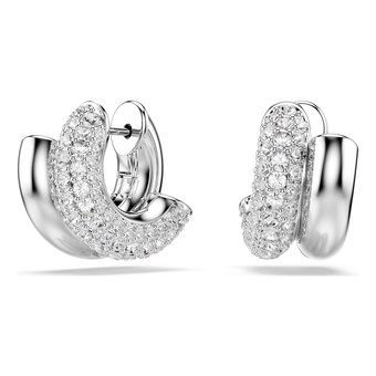 swarovski dextera hoop earrings  round cut  mini  white  rhodium plated