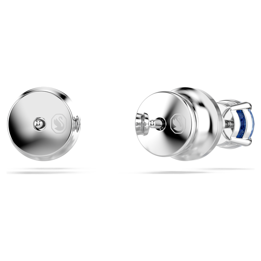 swarovski stilla attract stud earrings  round cut  blue  rhodium plated