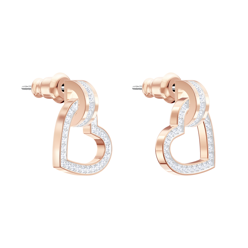 swarovski lovely stud earrings  heart  white  rose gold tone plated