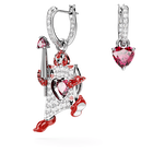 swarovski alice in wonderland drop earrings asymmetrical design playing card red rhodium plated