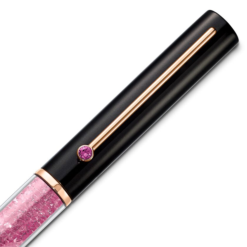 Crystalline Gloss Ballpoint Pen, Black and Pink, Rose-gold tone plated