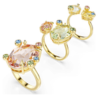 swarovski gema ring set 3 mixed cuts multicolored gold tone plated
