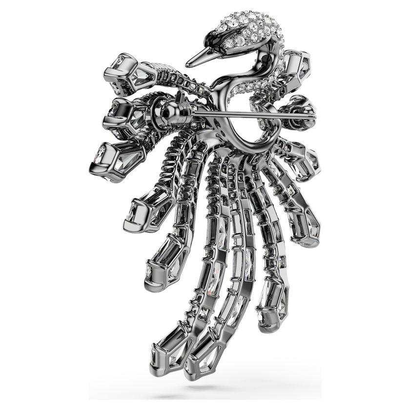swarovski the vienna collection brooch  swan  white  ruthenium plated