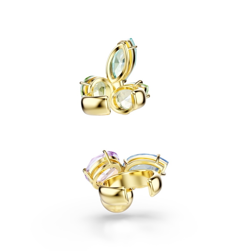 swarovski gema ear cuffs  asymmetrical design  mixed cuts  multicolored  gold tone plated