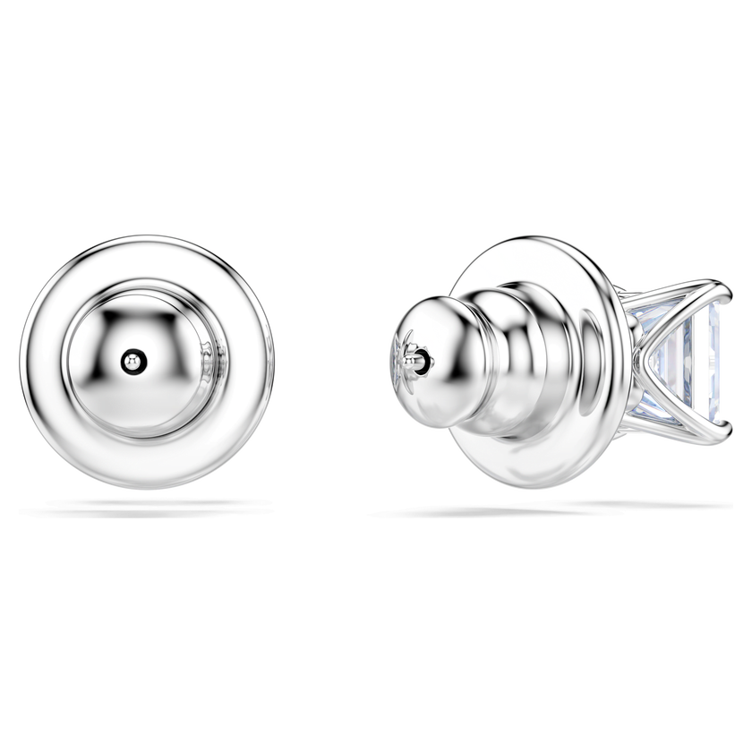 swarovski matrix stud earrings  square cut  blue  rhodium plated