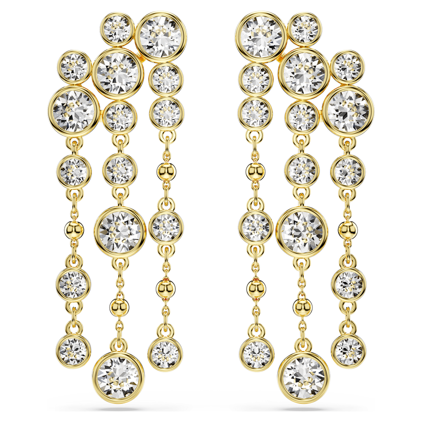 swarovski imber drop earrings  round cut  chandelier  white  gold tone plated