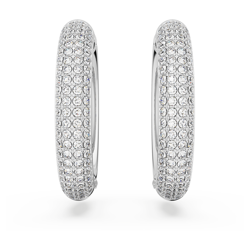 swarovski dextera hoop earrings  medium  white  rhodium plated