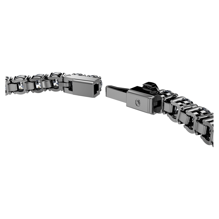 swarovski matrix tennis bracelet  round cut  gray  ruthenium plated