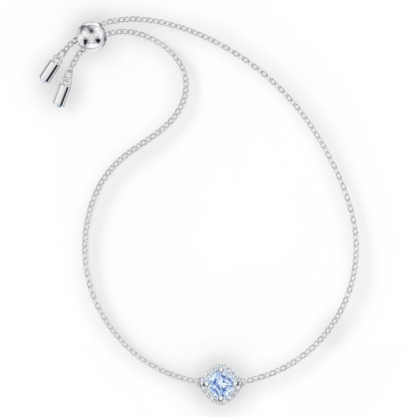 Angelic Cushion Bracelet, Blue, Rhodium plated