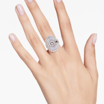 swarovski idyllia ring  set  3   mixed cuts  shell  white  rhodium plated