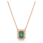 swarovski una necklace octagon cut green rose gold tone plated