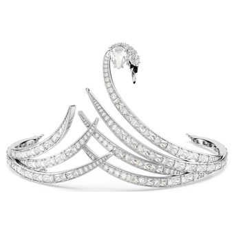 swarovski vienna tiara  mixed cuts  swan  white  rhodium plated